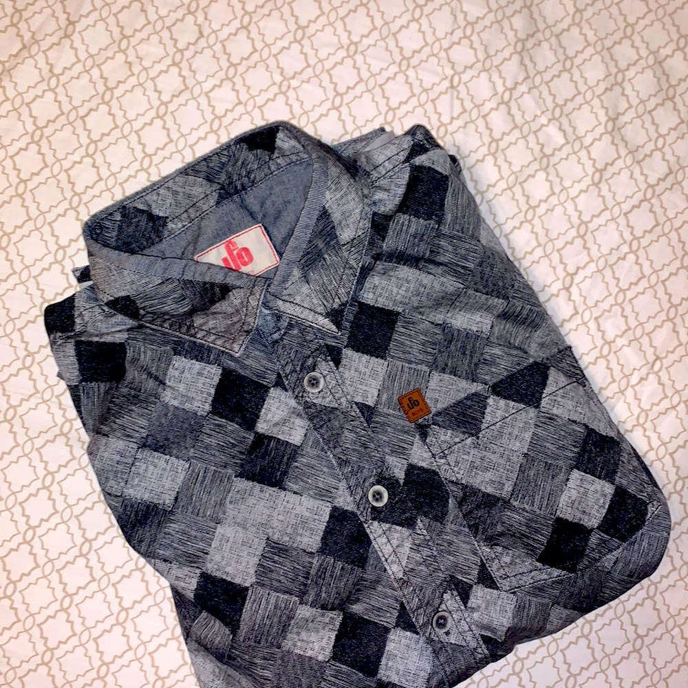 UFO Gray Boys Formal Button Down Kids Long Sleeve Shirt